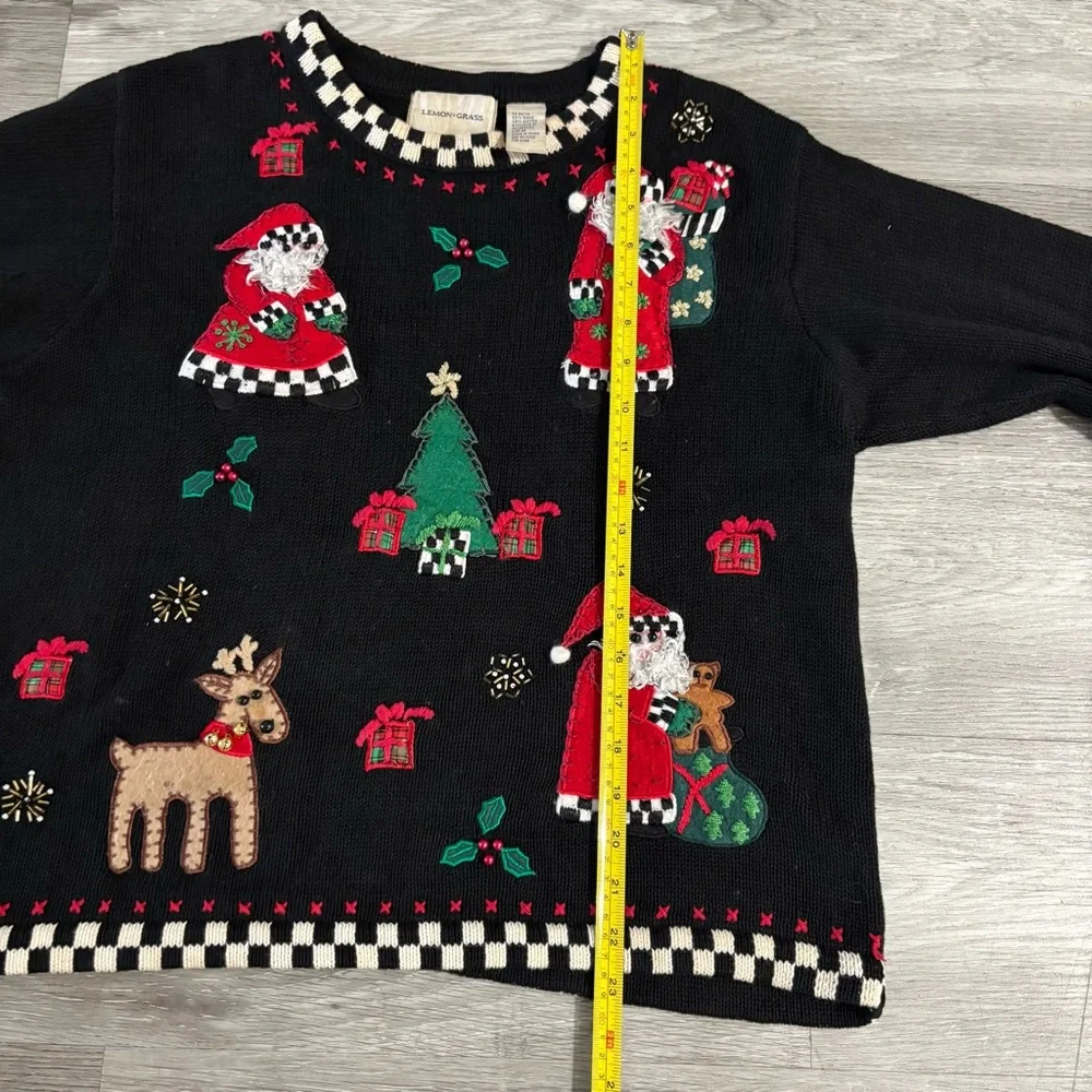 Vintage Lemon Grass 90s Ugly Christmas Sweater Size Medium Grandma Core - Picture 3 of 6